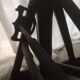 Wooden architect's table and metal movable arm 1950