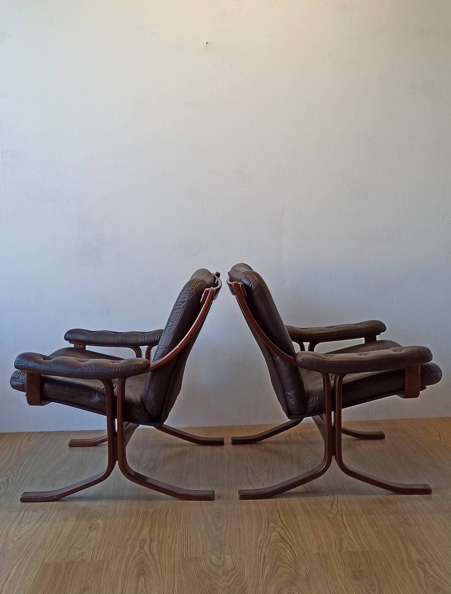 Norwegian Easy Chairs in Leather by Jon Hjortdal, Velledalen. Set of 2.