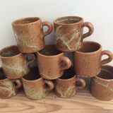 9 stoneware coffee cups