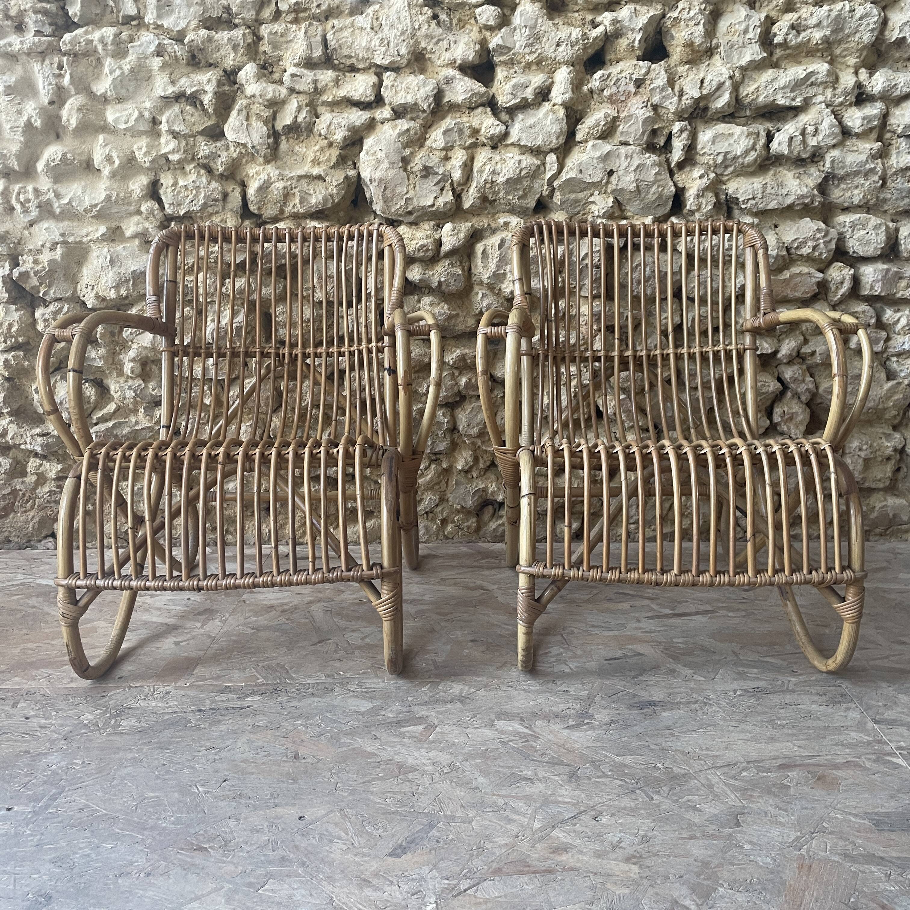 Rattan armchair - 1950s
