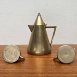 Metal Art Deco teapot, sugar bowl, milk jug, 1960s, set of 3