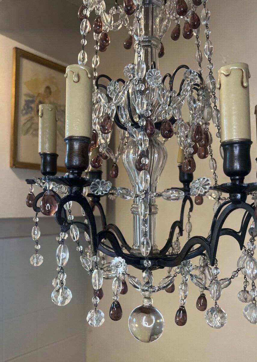 Lustre with coloured pendants