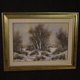 Italian winter landscape painting oil on canvas