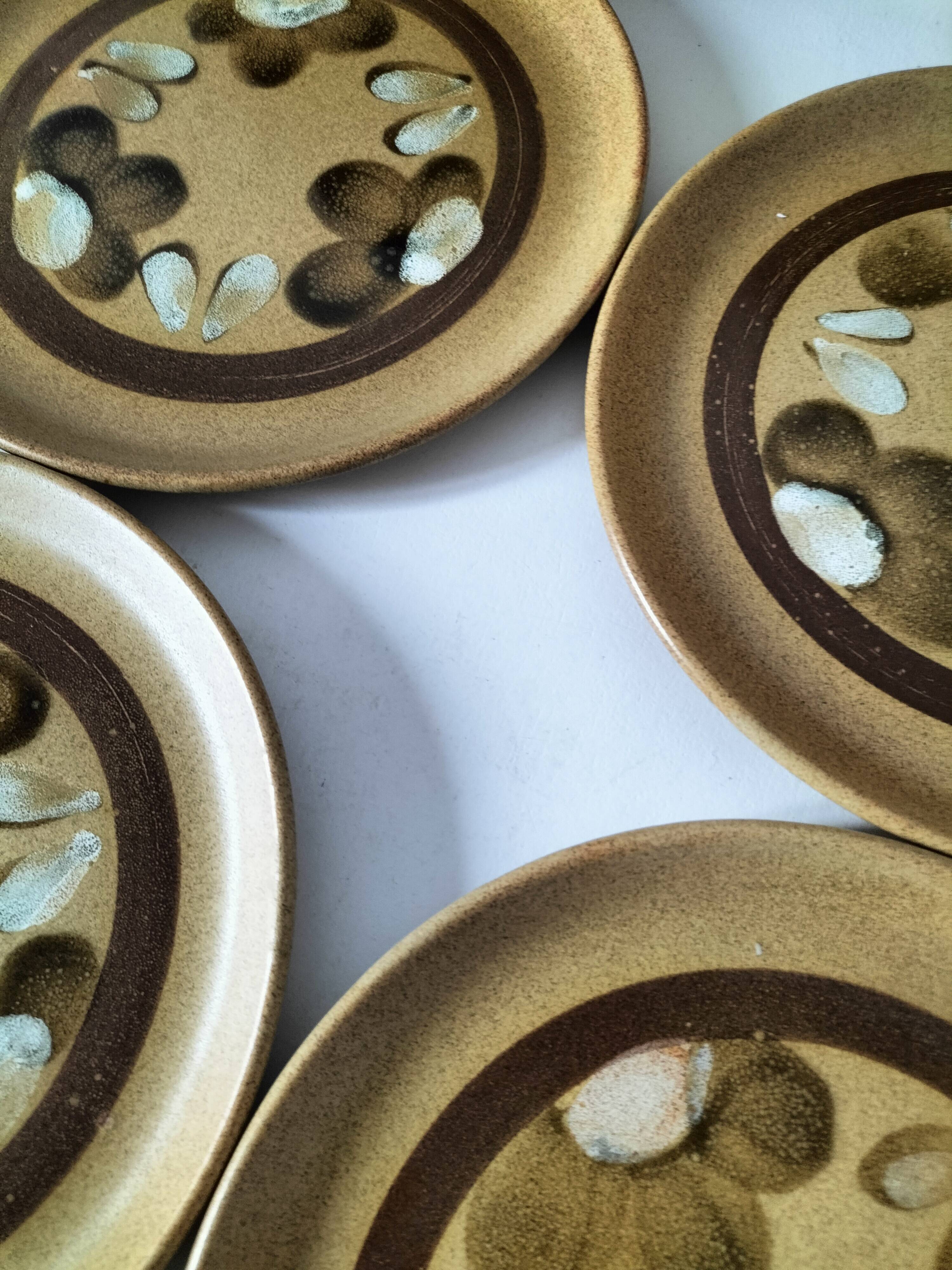 6 dessert plates in stoneware Atelier d’Art Lorraine Sarreguemines