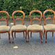 4 chaises louis Philippe bois massif et daim beige