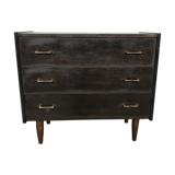 Vintage oak chest of drawers, black stained wenge 1950