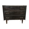 Vintage oak chest of drawers, black stained wenge 1950
