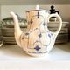Sarreguemines coffee pot in white and blue earthenware, "Copenhagen" pattern - early 20th century