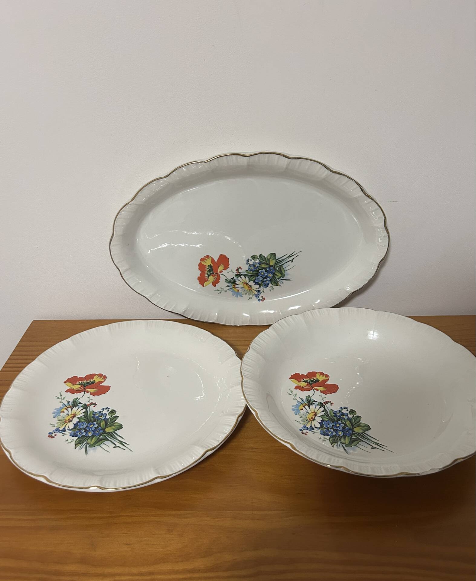 Set of 3 Serving Dishes Digoin & Sarreguemines - RENAUD Model