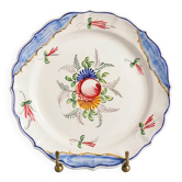 Grande assiette italienne vintage en céramique peinte à la main avec fleurs