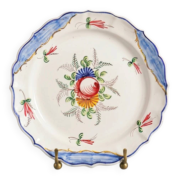 Grande assiette italienne vintage en céramique peinte à la main avec fleurs