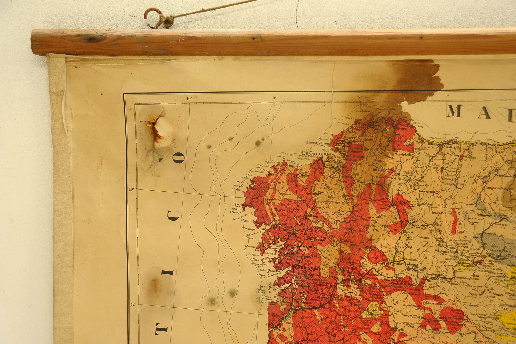 Ancienne carte géologique Espagne et Portugal