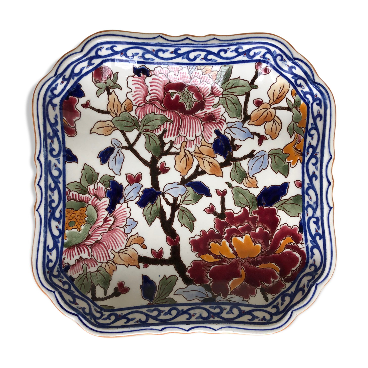 Gien square plate model peonies