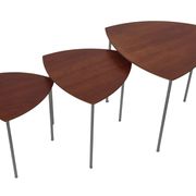 Vintage set of 3 wooden and metal side tables from the 1980s
