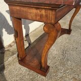 Large console with mahogany butt top red and white marble of the xix th century