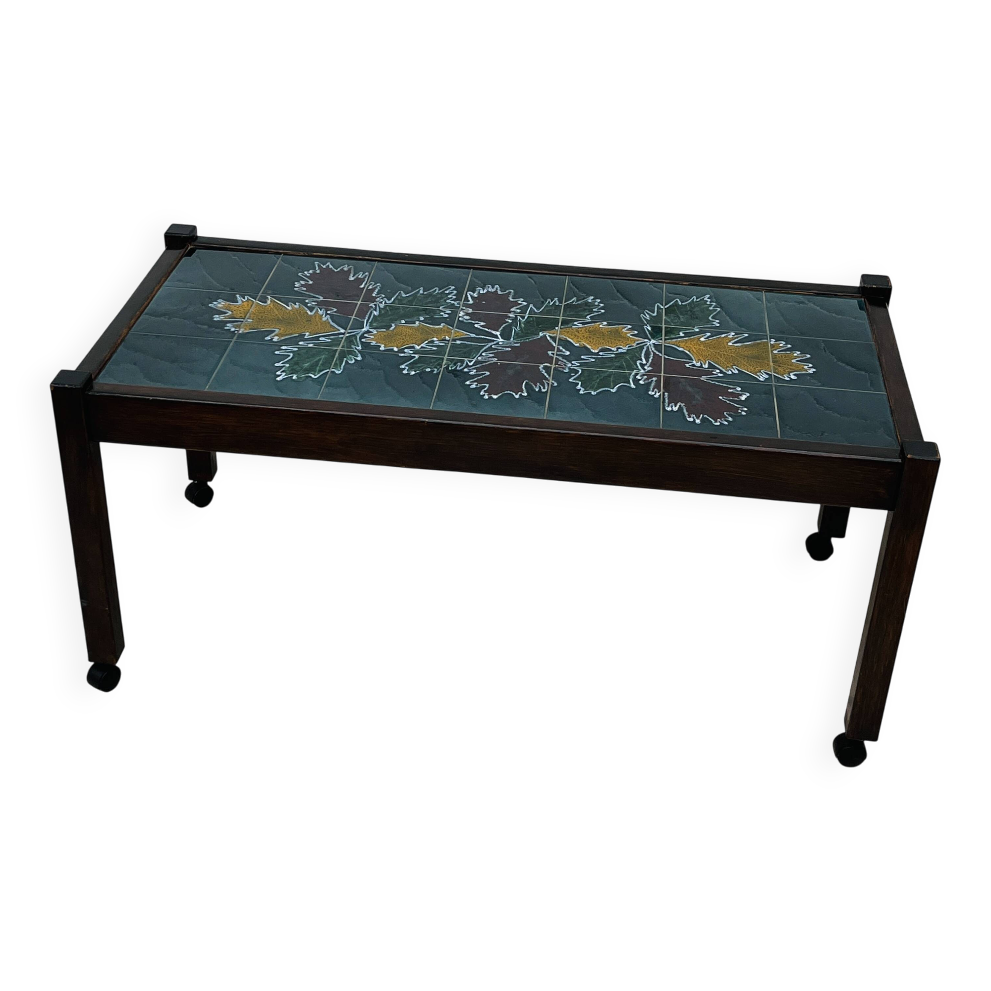 Vintage Coffee Table Ceramic and Solid Wood