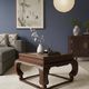 Antique Chinese coffee table in elm, rattan top, 19th century.