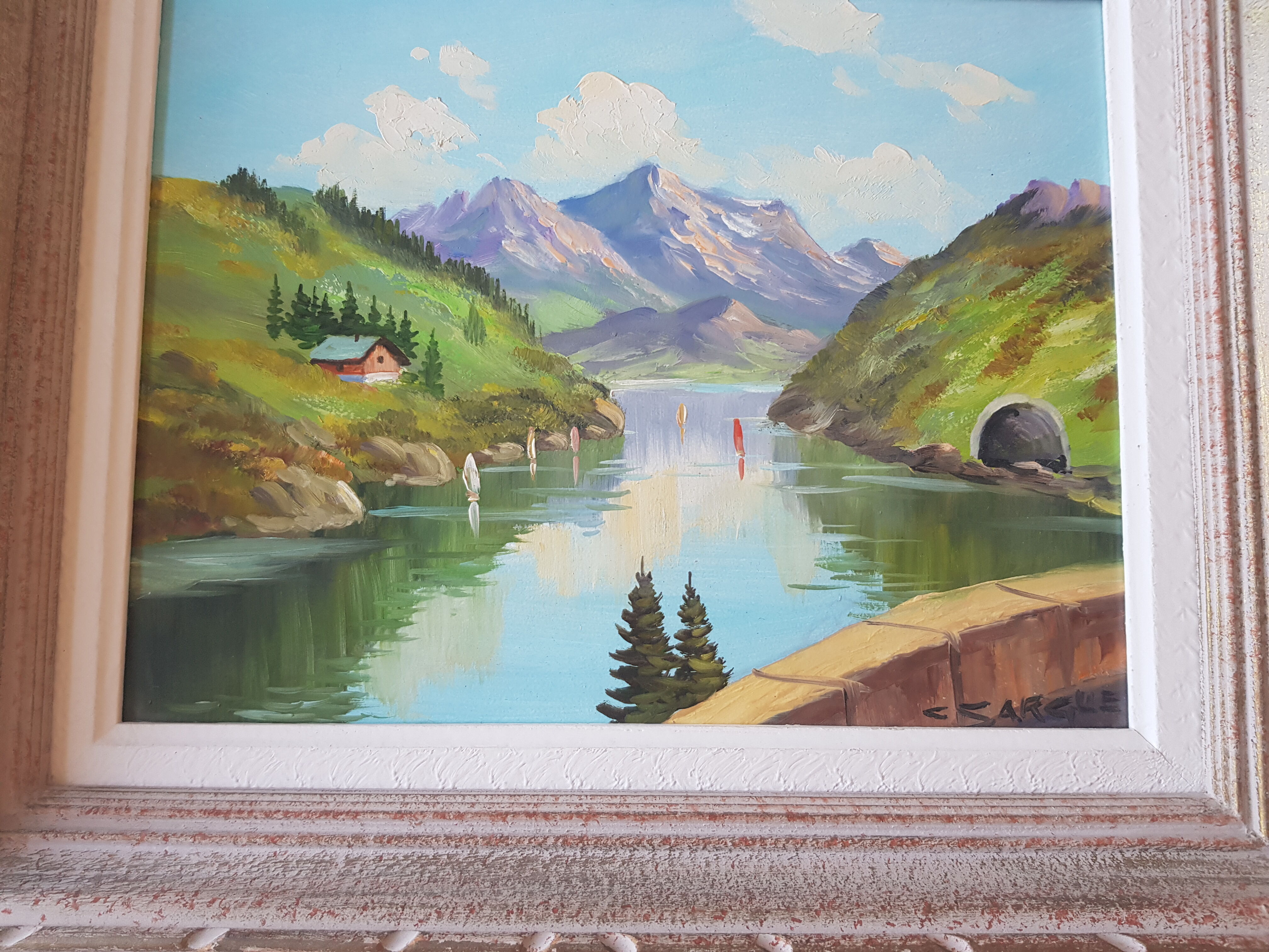 Claude Sargue Painting Oil on panel landscape 20th century