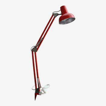 Lampe architecte RDA rouge 70's