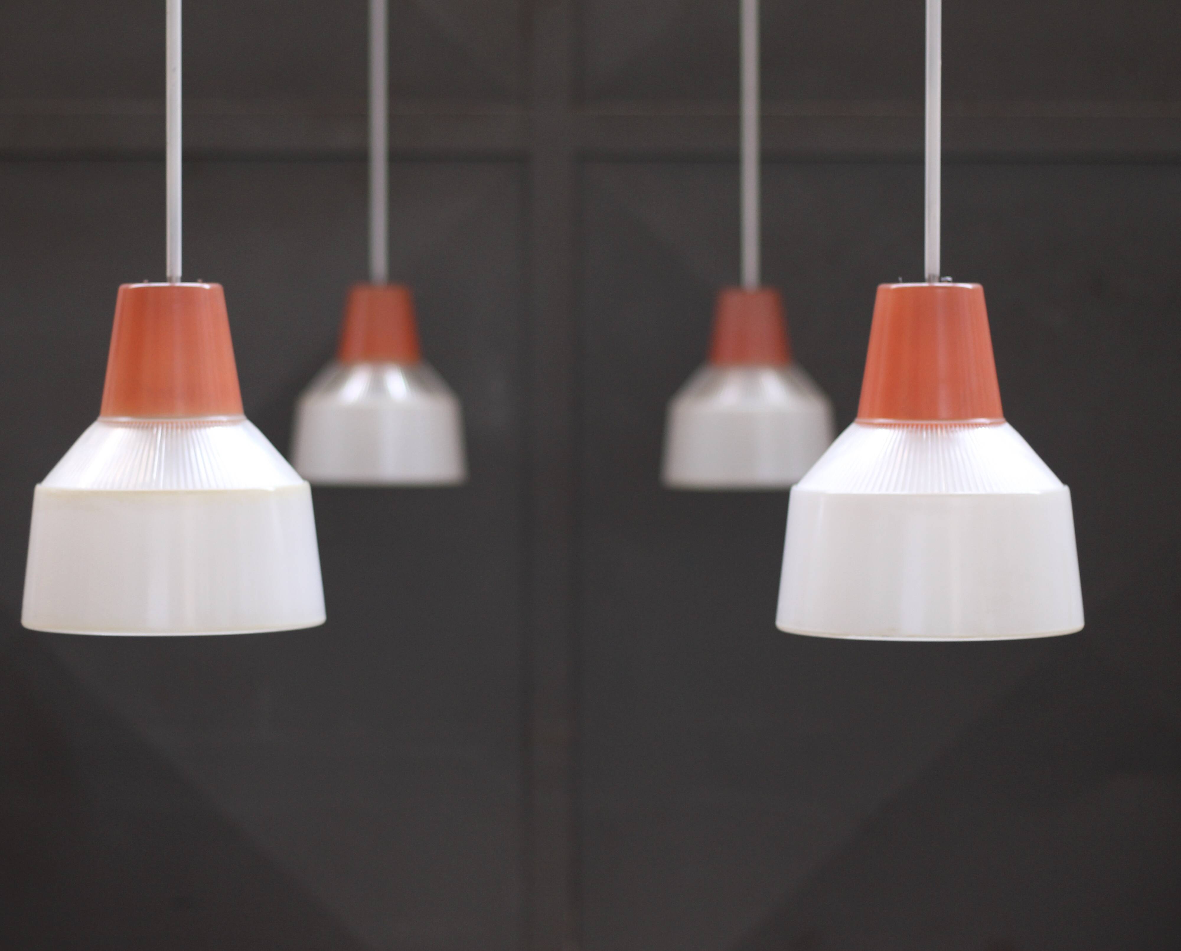 Vintage prismopal workshop pendant lights
