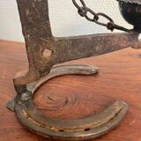 Brutalist double wrought iron candlestick holder