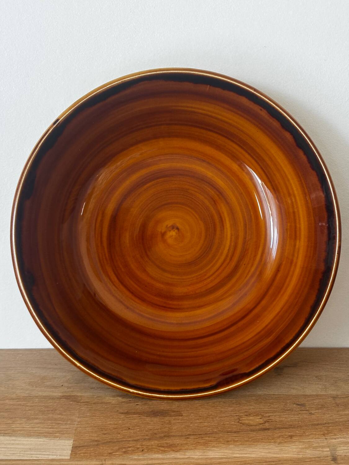 Vintage set of 6 honey brown deep plates Luneville.