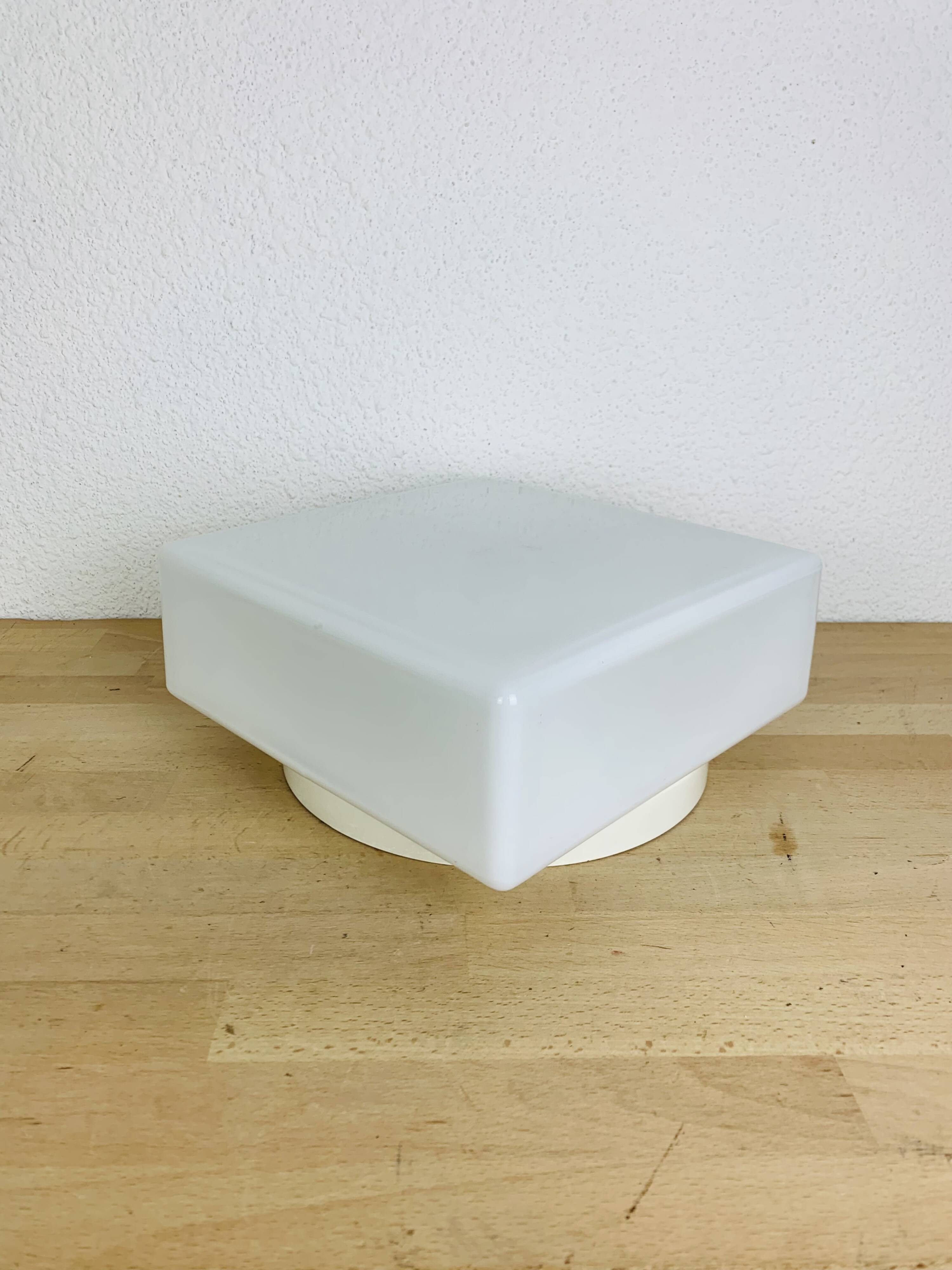 Lita 70s square opaline wall light, ceiling light