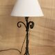 1970s wrought iron lamp, new 2m fabric cable, lampshade.
