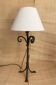 1970s wrought iron lamp, new 2m fabric cable, lampshade.