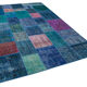 Handwoven anatolian contemporary 204 cm x 300 cm blue patchwork carpet