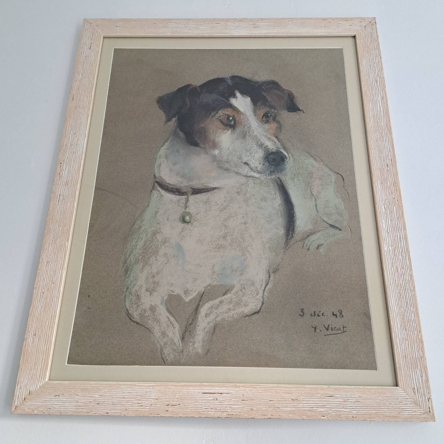 Tableau ancien animalier, Pastel.