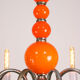 Lustre vintage orange Murano glass 8 bras