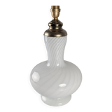 Lampe de table italienne en verre de Murano à double éclairage et laiton, années 1960
