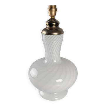 Lampe de table italienne en verre de Murano à double éclairage et laiton, années 1960