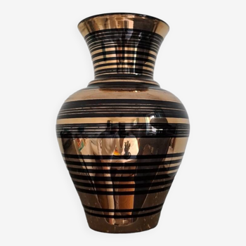 Vase art deco verre noir par Paul Heller pour De Rupel (Boom, Belgique)
