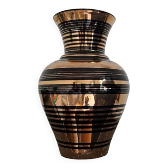 Vase art deco verre noir par Paul Heller pour De Rupel (Boom, Belgique)