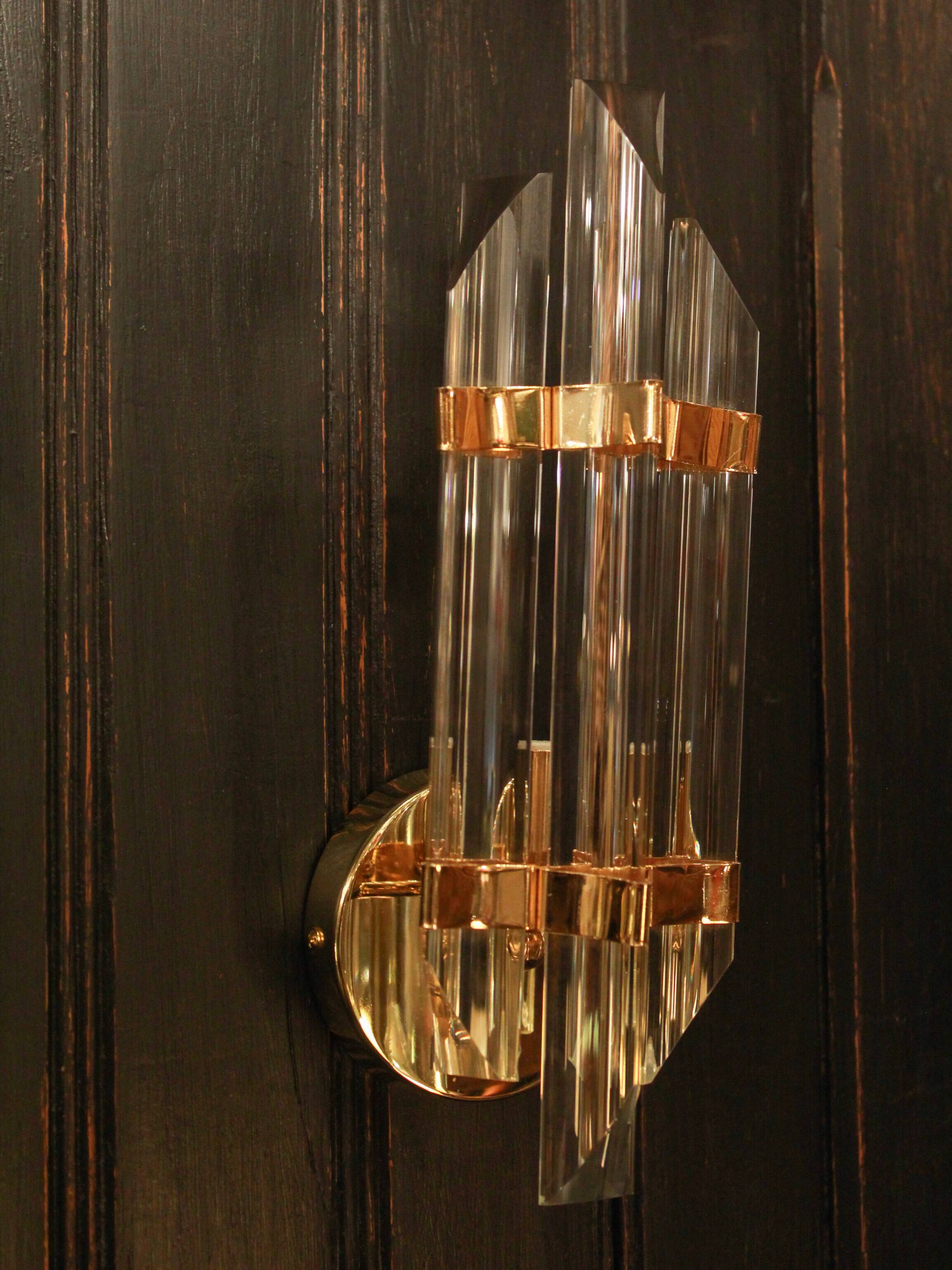 Pair of Venini wall lights, produced in Italy in the 1970s.