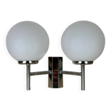Opaline and chrome globe wall light from the 1970s