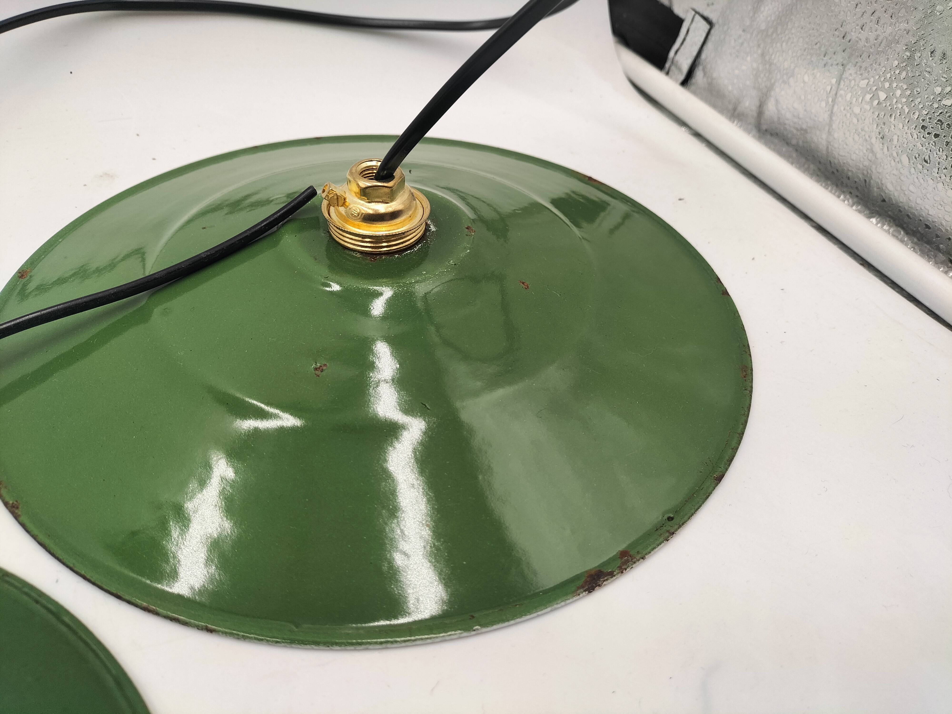 Set of 3 enameled sheet metal pendants