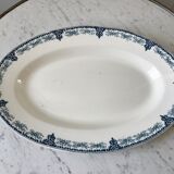 large oval dish in Terre de Fer Longwy model Bellanger late 19th century