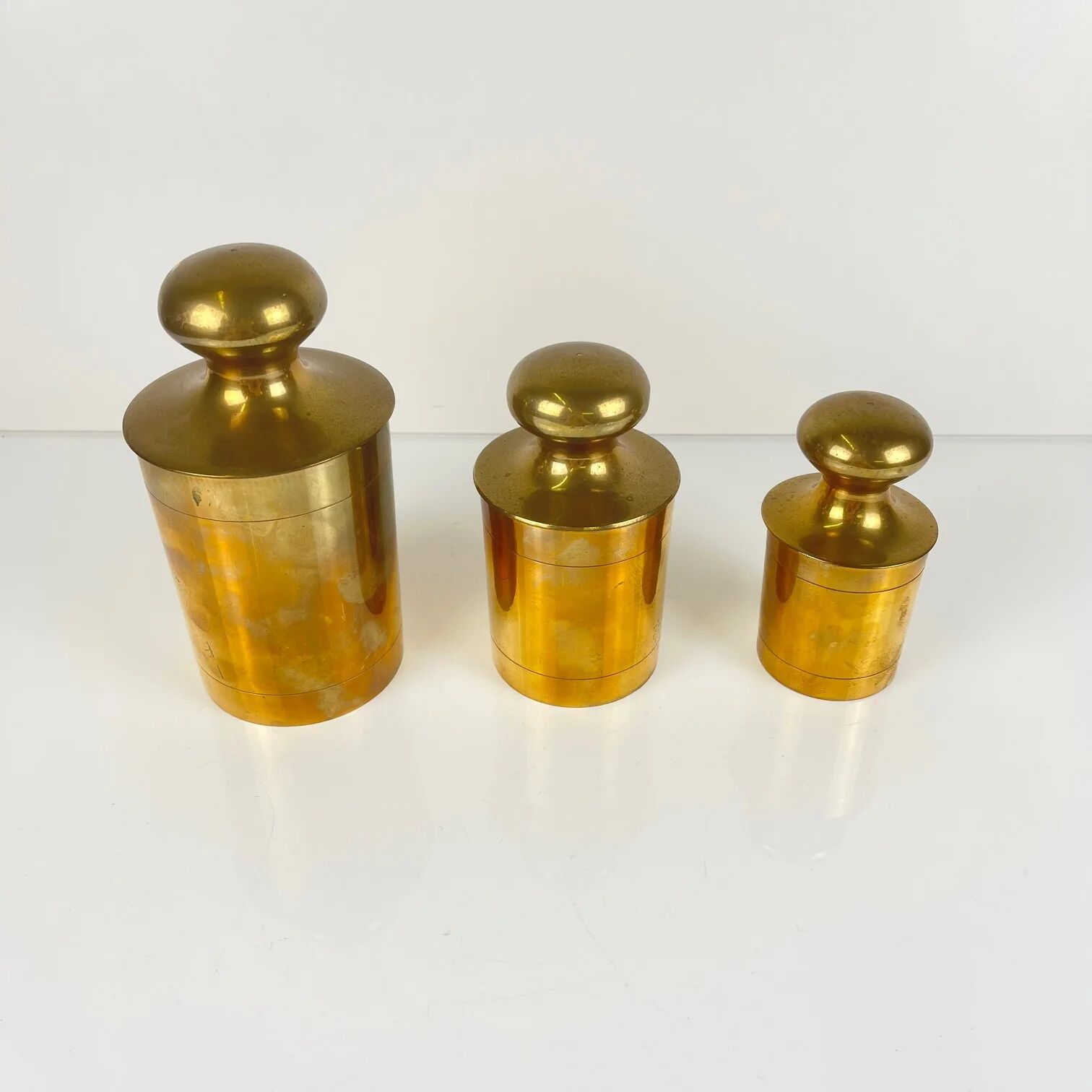 Set of 3 vintage brass boxes, 1960s-1970s