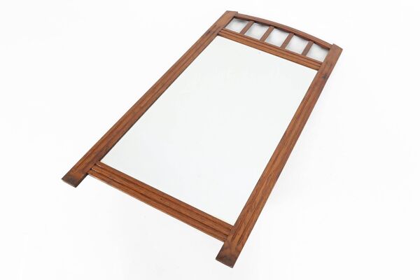 Miroir Art Déco en bois avec miroir taillé en facettes, années 1930