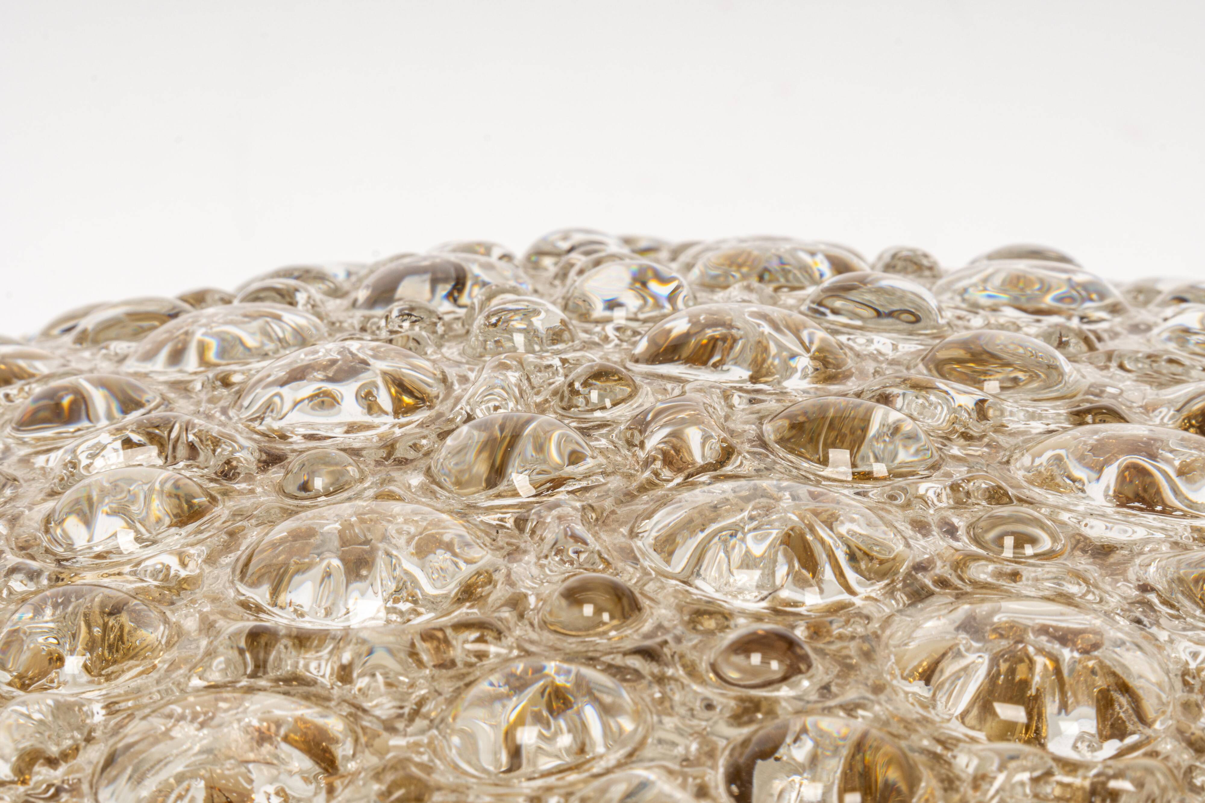 Round bubble ceiling light Murano amber by Hillebrand, Germany, 1970s