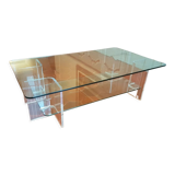 Large glass and plexi table 70s