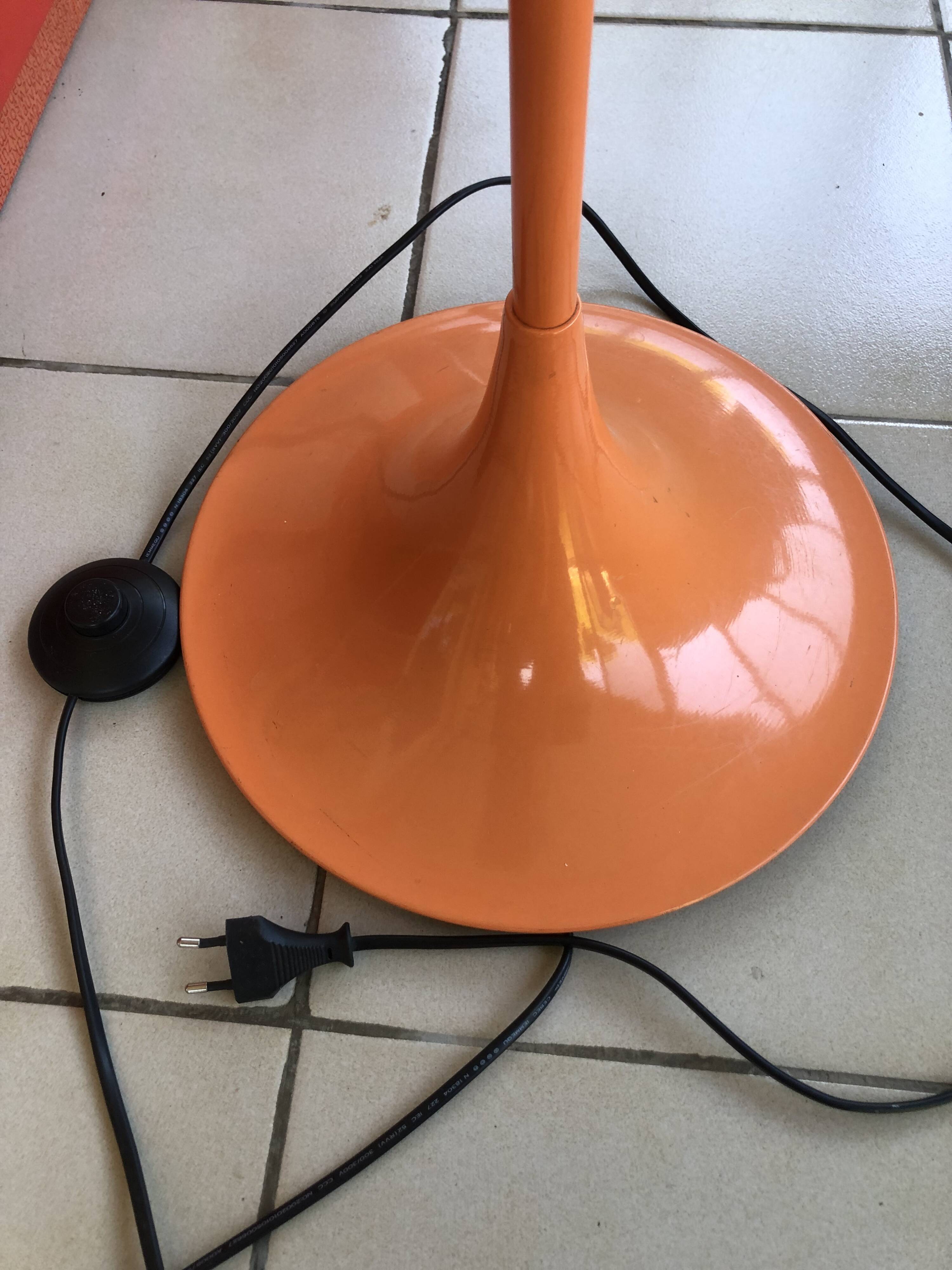 Vintage 70s orange eyeball floor lamp