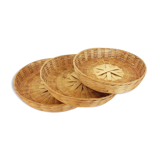 Lot 3 baskets gigogne in vintage rattan 70s/80s