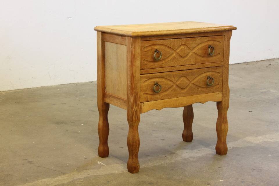 Vintage Danish 1960s oak nightstand / bedside table style of Henning Kjærnulf