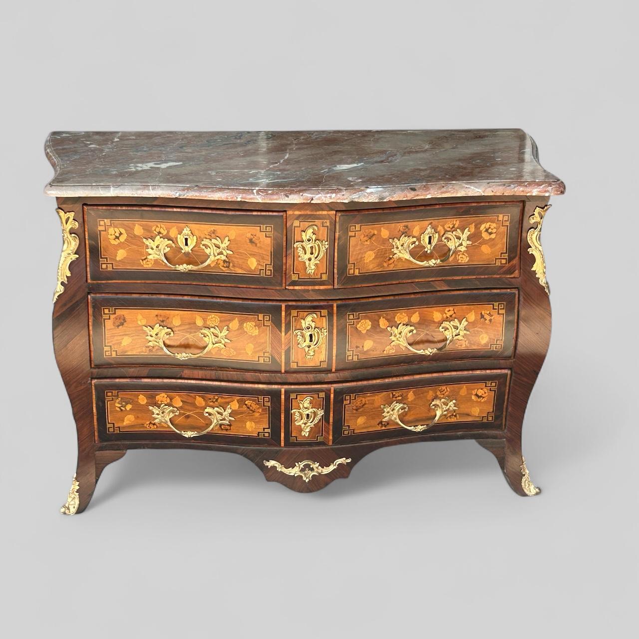 Louis XV period 18th century floral marquetry commode