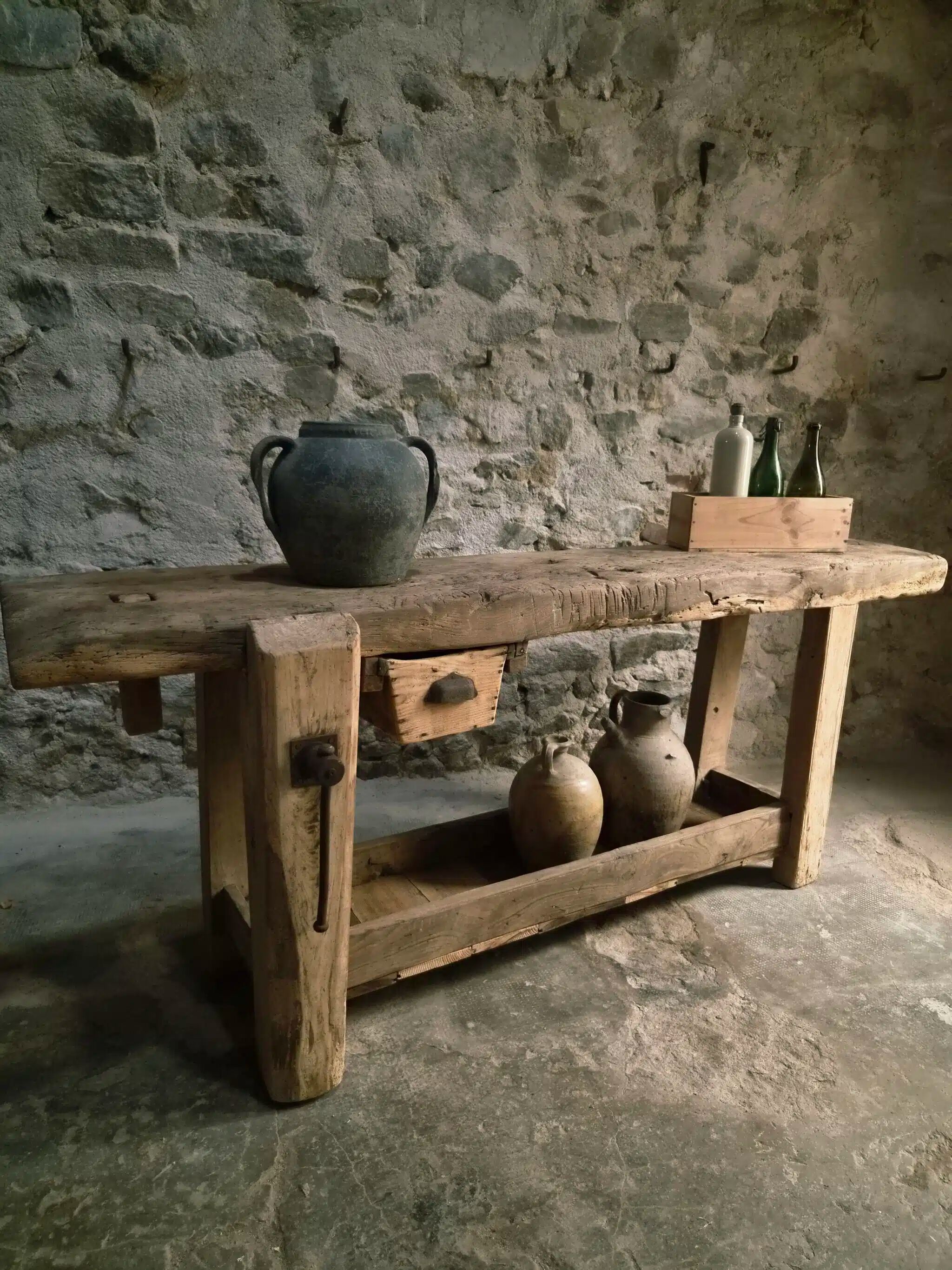 Ancient French oak table | Rustic console | 19th century