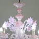 Extraordinary Murano Glass Chandelier adorned with Pink Flowers